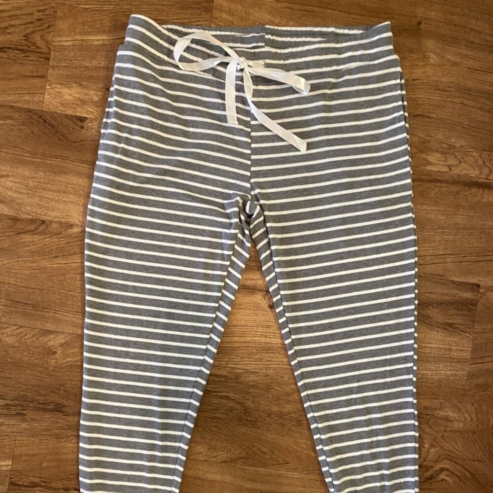 Amaryllis Gray & White Striped PJ Pajama Lounge Pants